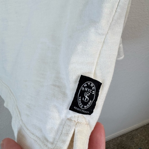 Todd Snyder Men’s Long Sleeve Polo Shirt M Chest Pockets Ivory Thick Minimalist - Picture 5 of 7